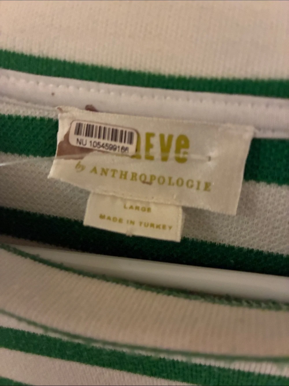 Green and White Striped Long Sleeve Top Maeve by Anthropology - Picture 4 of 4